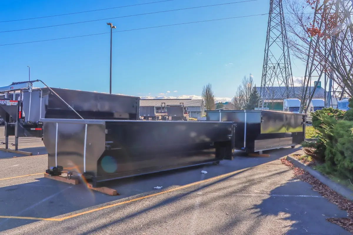 Roll-off dumpster ready for waste disposal at job site for Roofing Dumpster Rental in Cuyahoga Falls